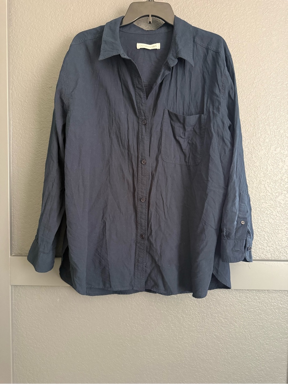 OUTERKNOWN • Navy women’s button down shirt - XL organic cotton